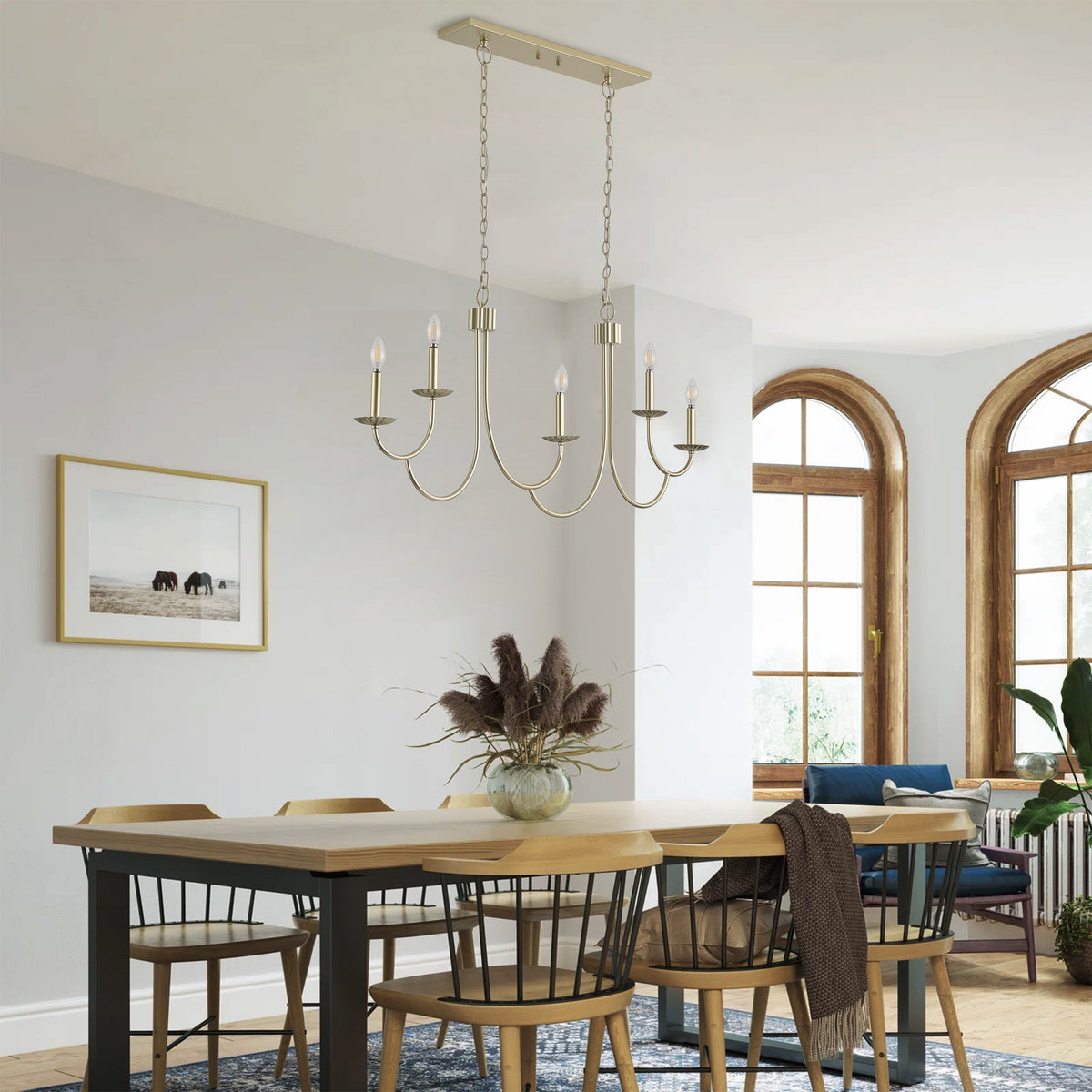 5-Lights Mid-Century Style Candle Head Chandelier