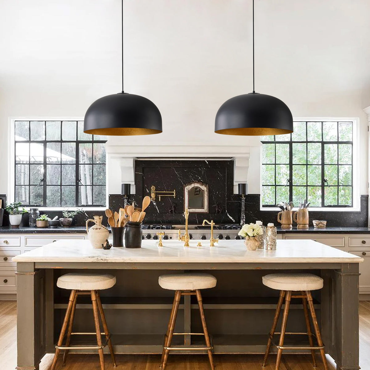 1-Light Industrial Two Sizes Bowl Shade Pendant Lighting