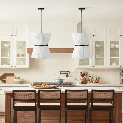 6-Light Creative Design White Pleated Shade Pendant Lighting