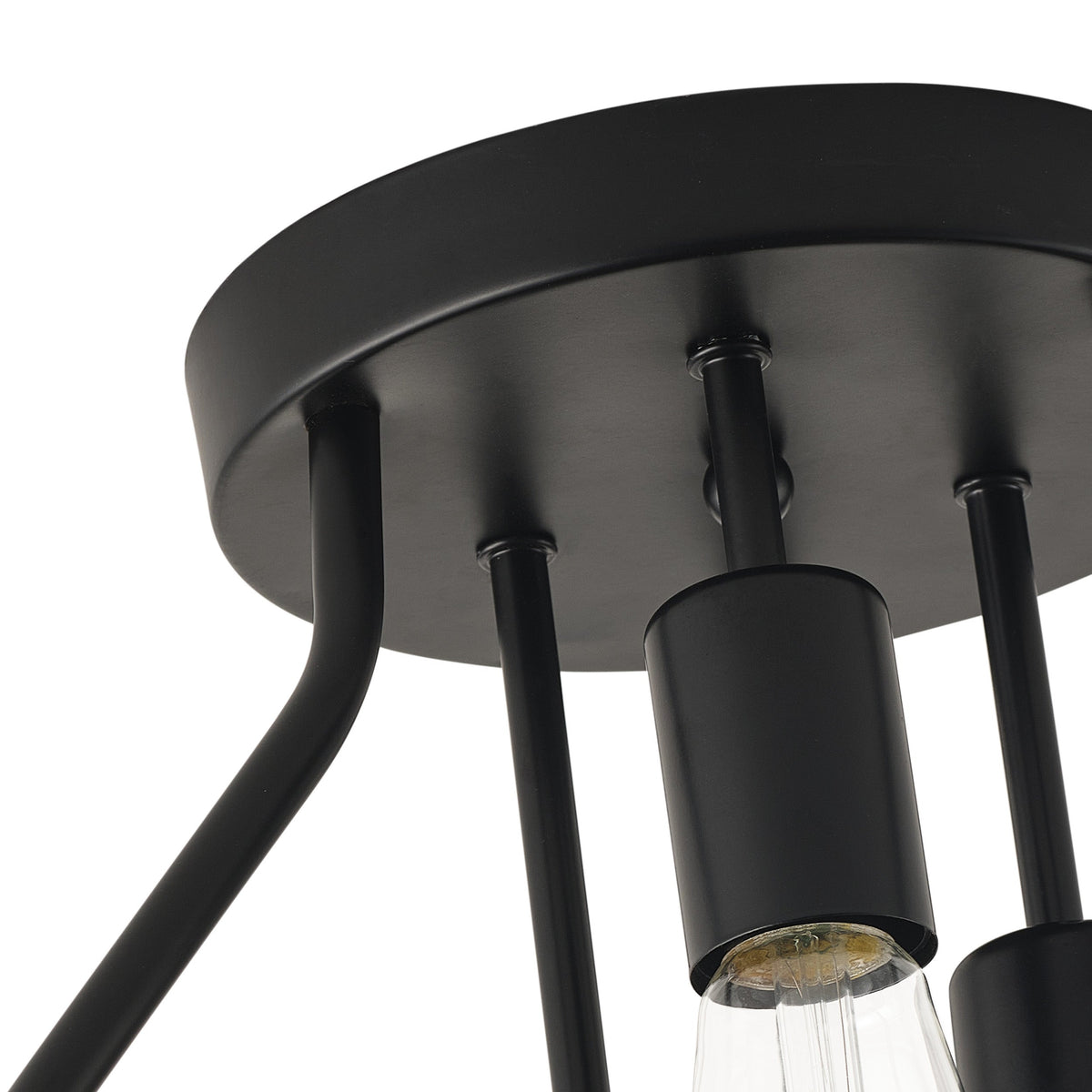 3-Lights  Skeletonized Metal Frame Semi-Flush Mount Lighting