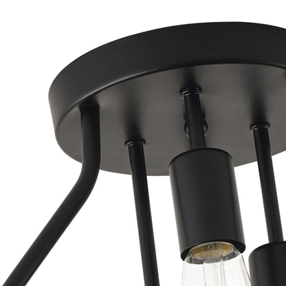 3-Lights  Skeletonized Metal Frame Semi-Flush Mount Lighting