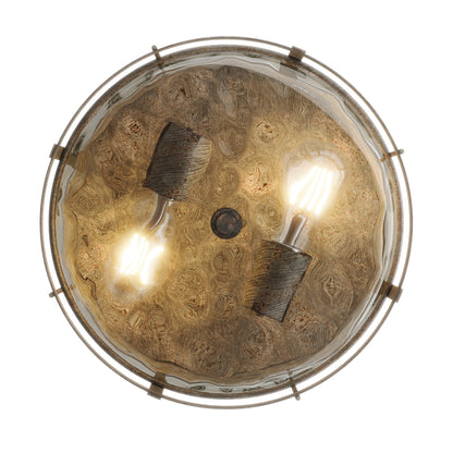 2-Lights Farmhouse Bubble Glass Flush Mount Lighting
