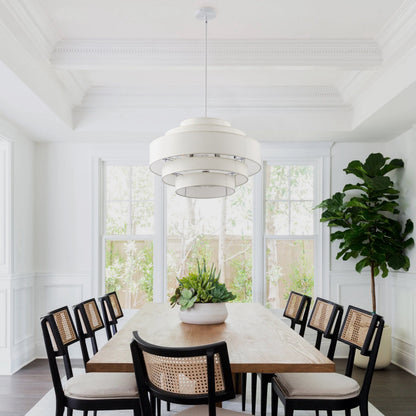 5-Light 23.6'' Oversize Five-Layer Fabric Column Shade Pendant Lighting
