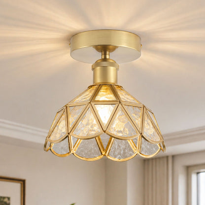 1-Light Brass Flower Ceiling Light for Bedroom