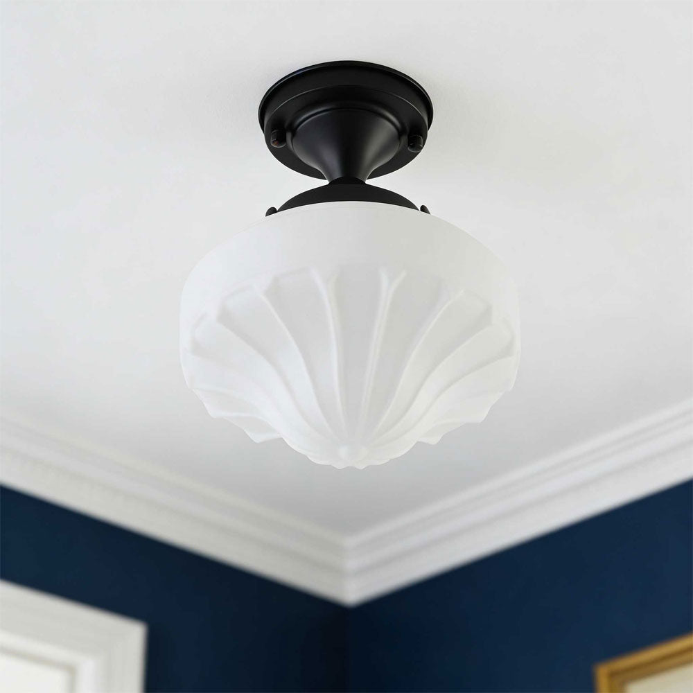 1-Light Vintage Schoolhouse Semi Flush Mount Ceiling Light