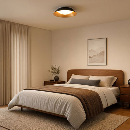 1-Light Black Gold LED Flush Mount Ceiling Light