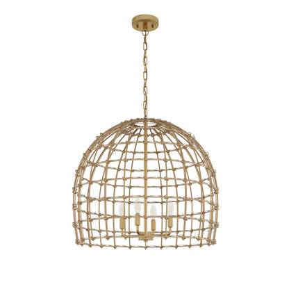 4-Lights Bell Shape with Sturdy Metal Frame Bohemia Pendant Lighting