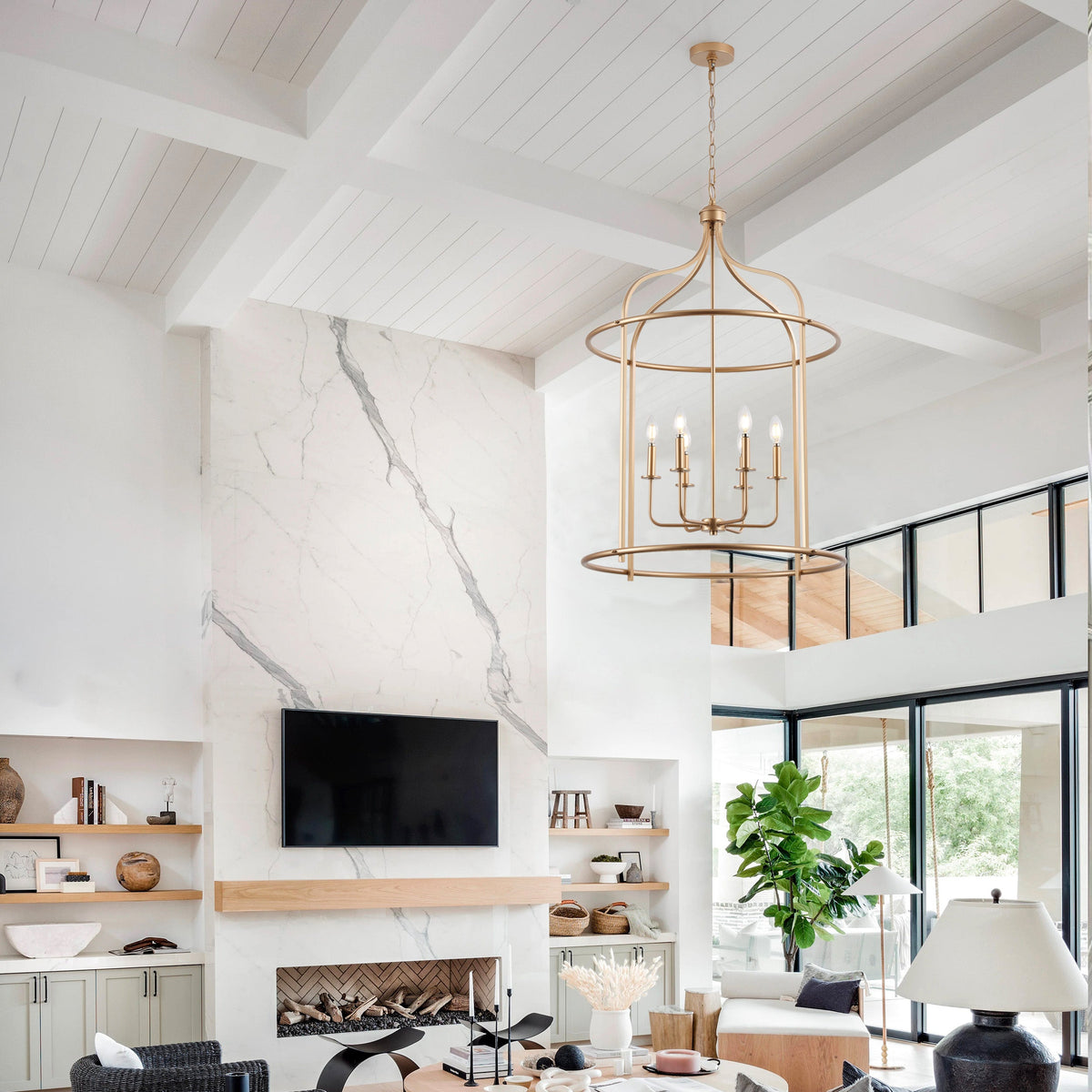 6-Light Modern Island Gold Linear Dimmable Chandeliers