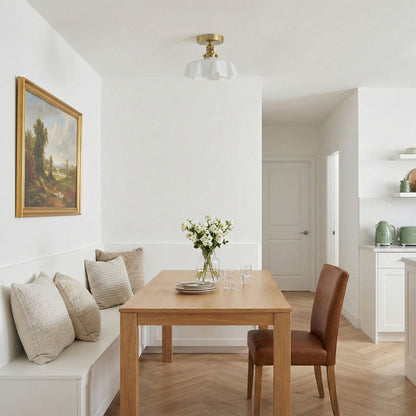 1-Light Copper Ceiling Light With White Glass Shade