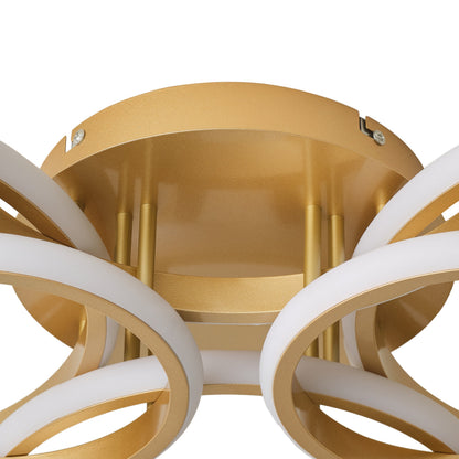 6-Lights Modern Style Six Circular Shapes Dimmable LED Semi-Flush Mount Lighting