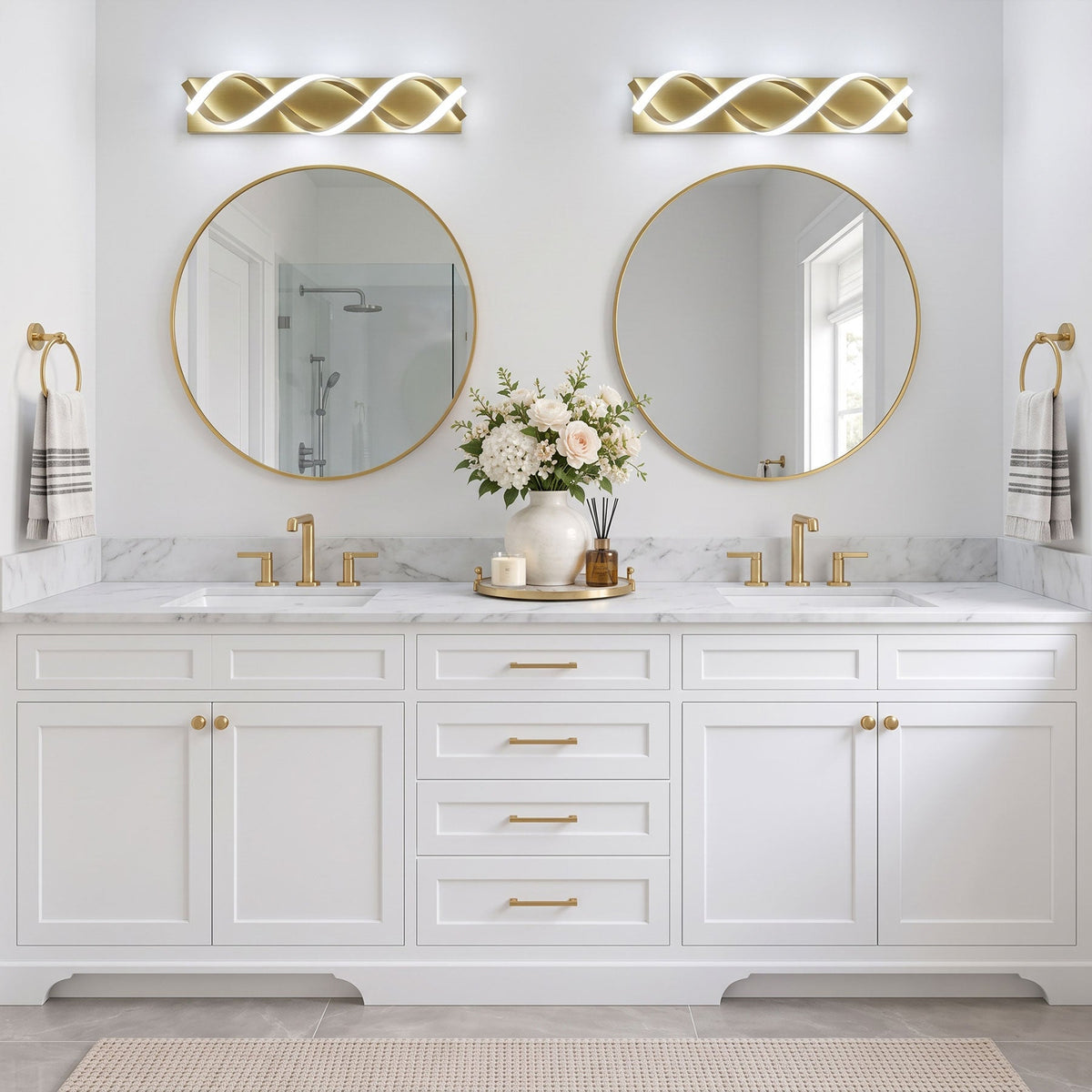 1-Light Black & Gold Wave LED Bathroom Vanity Light