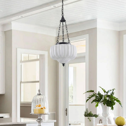 4-Light Vintage Pendant Light With Opal Glass Shade