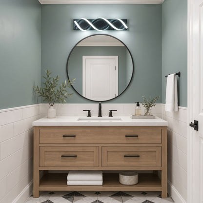 1-Light Black & Gold Wave LED Bathroom Vanity Light