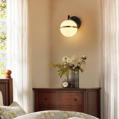 Modern Minimalist Vanity Light Dewdrop Black And Gold Globe Frosted Glass For Bathroom