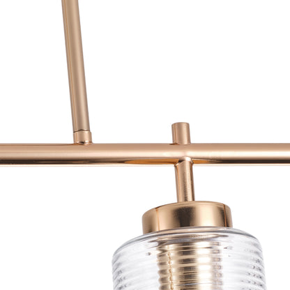 4-Light & 6-Light Gold Modern Linear Glass Shape Kitchen Island Lights
