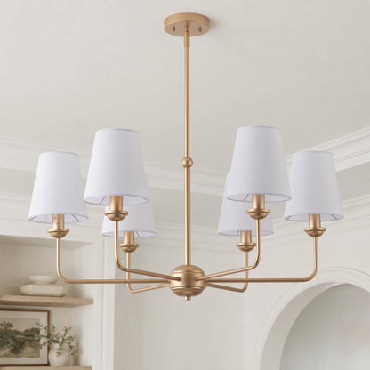 6-Light Modern Farmhouse Chandelier with Fabric Shades