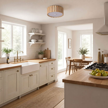 1-Light Modern Farmhouse Round LED Flush Mount Ceiling Light