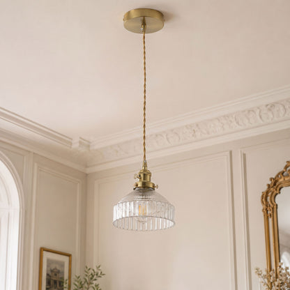 1-Light Reeded Cylinder Pendant for Kitchen Island
