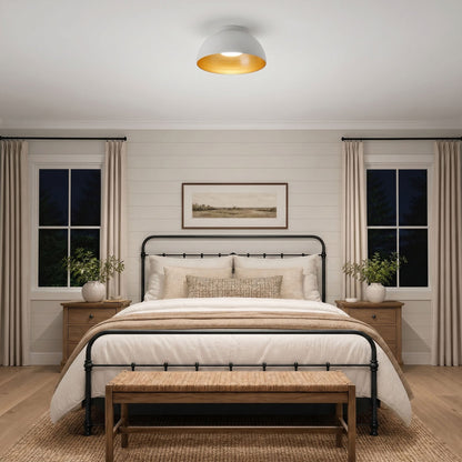 1 Light White Gold LED Flush Mount Ceiling Light