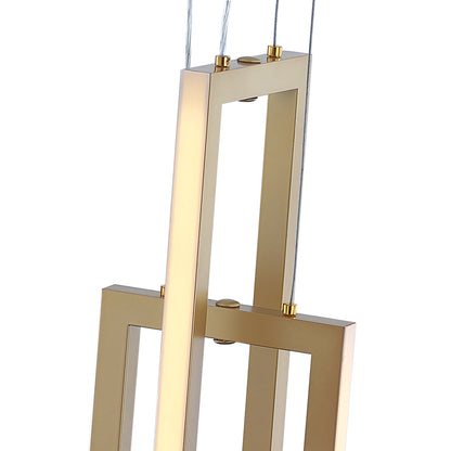 2-Lights Two Rectangle Stacked LED Chandelier