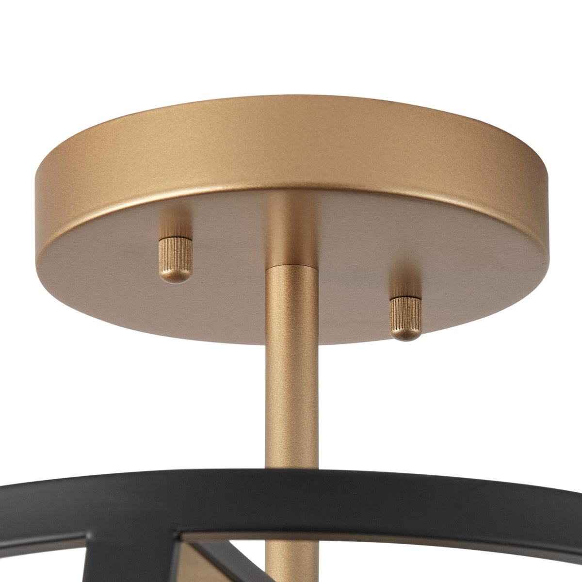 3-Lights Round Metal Frame Semi-Flush Mount Lighting