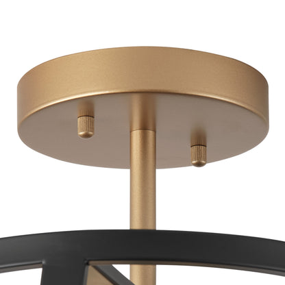 3-Lights Round Metal Frame Semi-Flush Mount Lighting