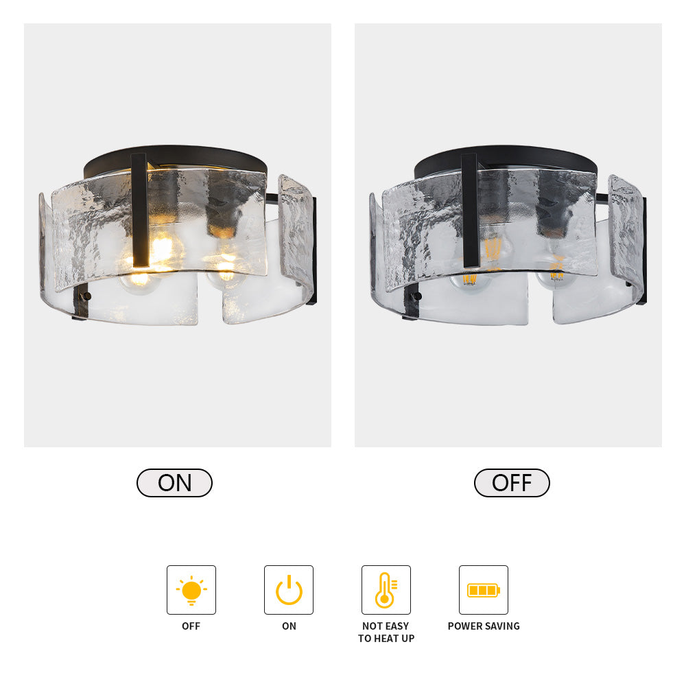 3-Lights Water Streaks Design Flush Mount Lighting