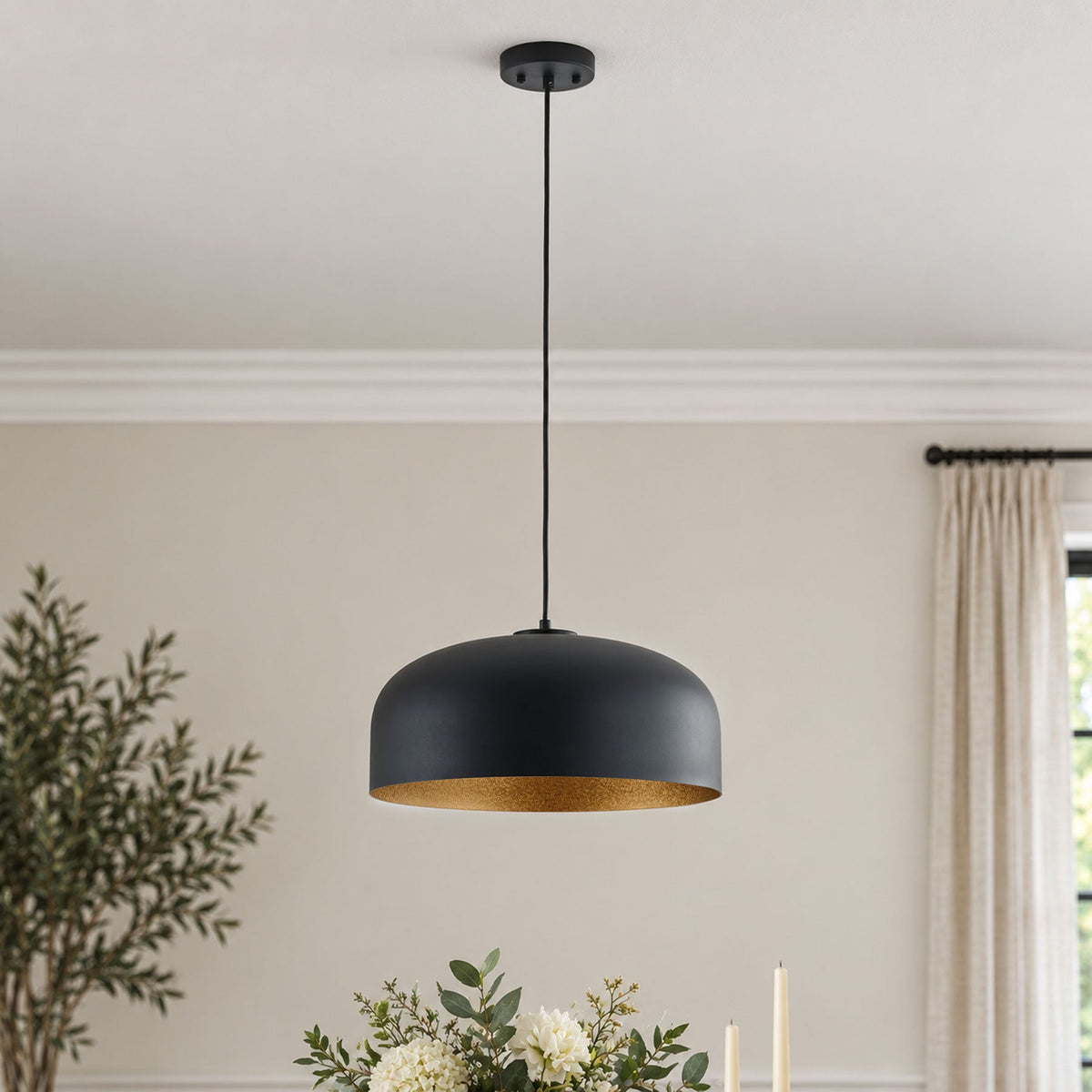 1-Light Industrial Two Sizes Bowl Shade Pendant Lighting