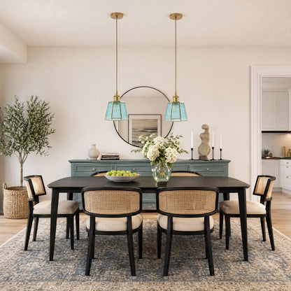 1-Light Blue Glass Pendant Light for Kitchen Island