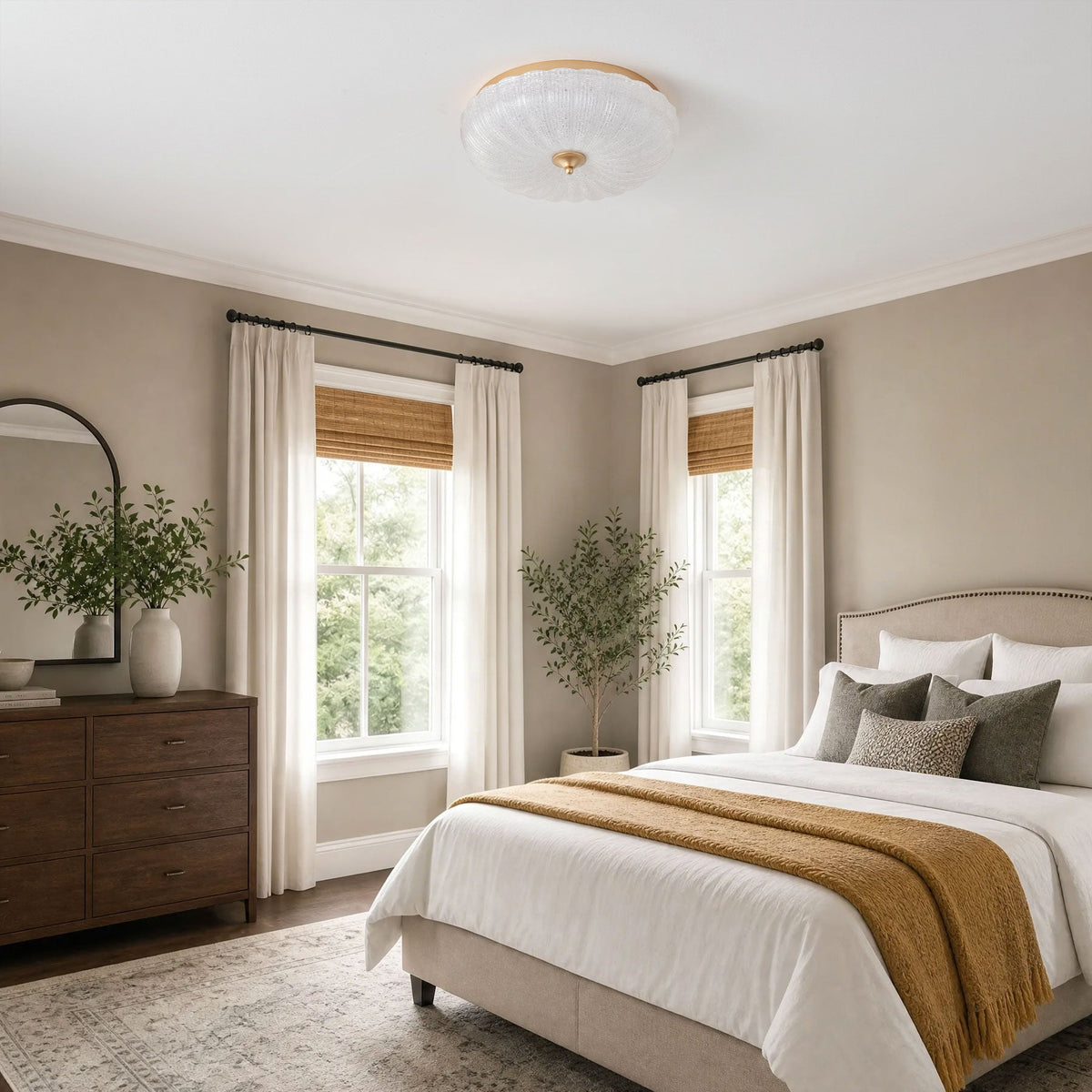 1 Light Gold LED Flush Mount Ceiling Light 5CCT