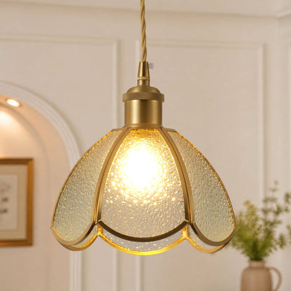 1 Light Flower Clear Glass Small Vintage Pendant Light
