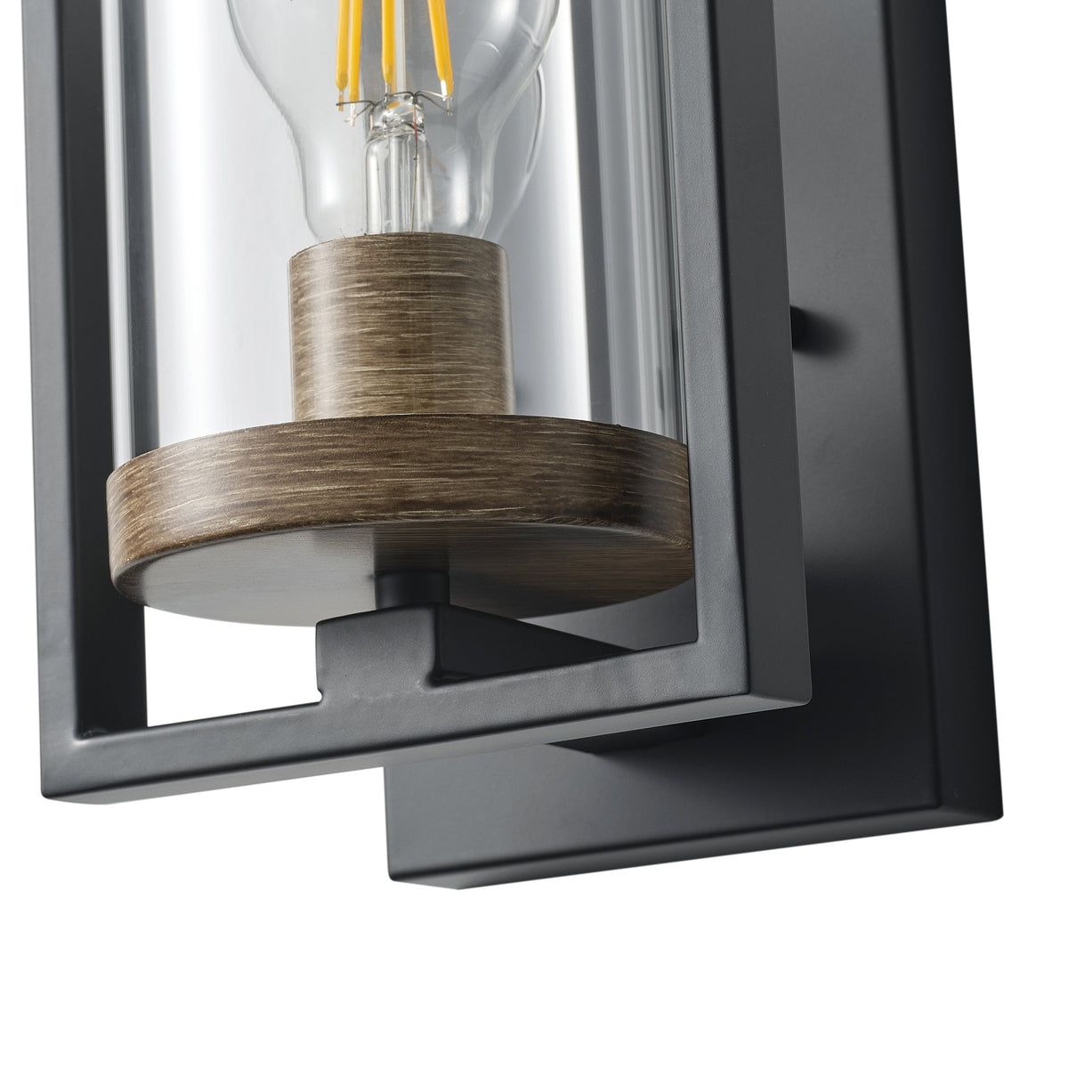 1-Light Glass Shade with Square Picture Frame Design Wall Sconce