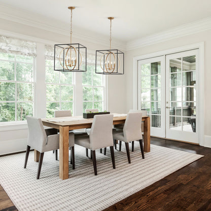 4-Light Farmhouse Pendant Chandelier with Cube Frame