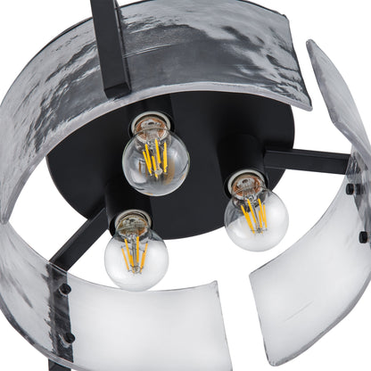 3-Lights Water Streaks Design Flush Mount Lighting
