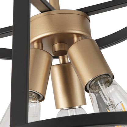 3-Lights Round Metal Frame Semi-Flush Mount Lighting