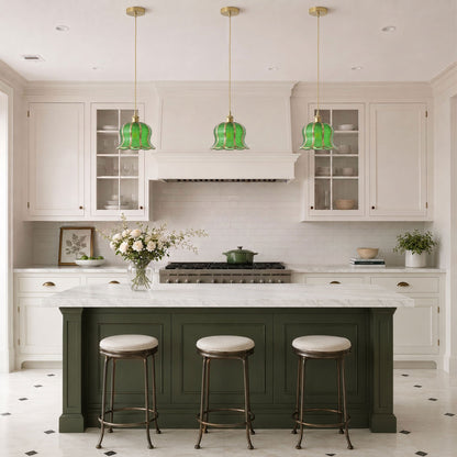 1-Light Tiffany Style Green Glass Kitchen Pendant Light