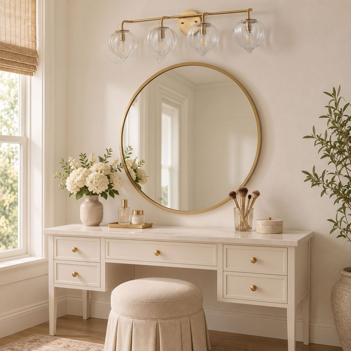 3-light & 4-light Pumpkin Glass Vanity Light