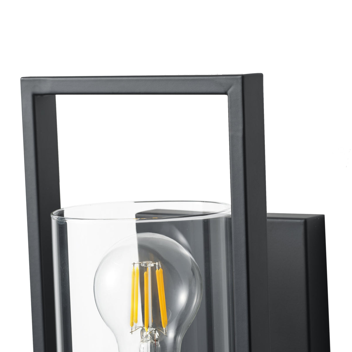 1-Light Glass Shade with Square Picture Frame Design Wall Sconce