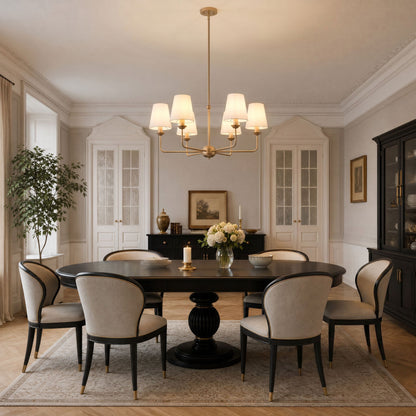 6-Light Modern Farmhouse Chandelier with Fabric Shades