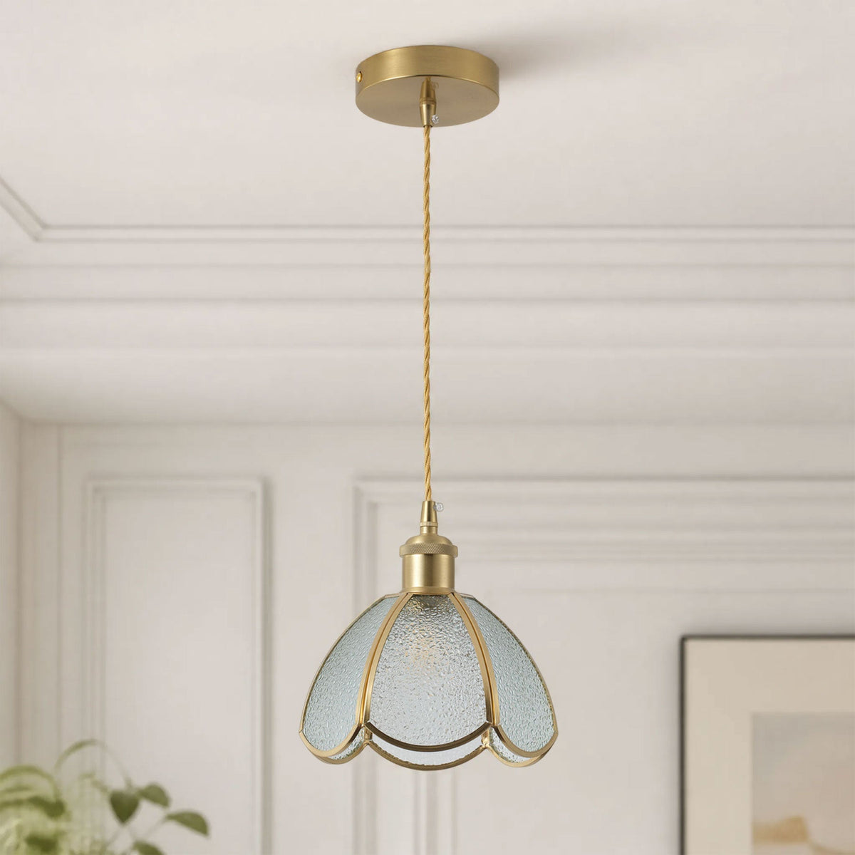 1 Light Flower Clear Glass Small Vintage Pendant Light