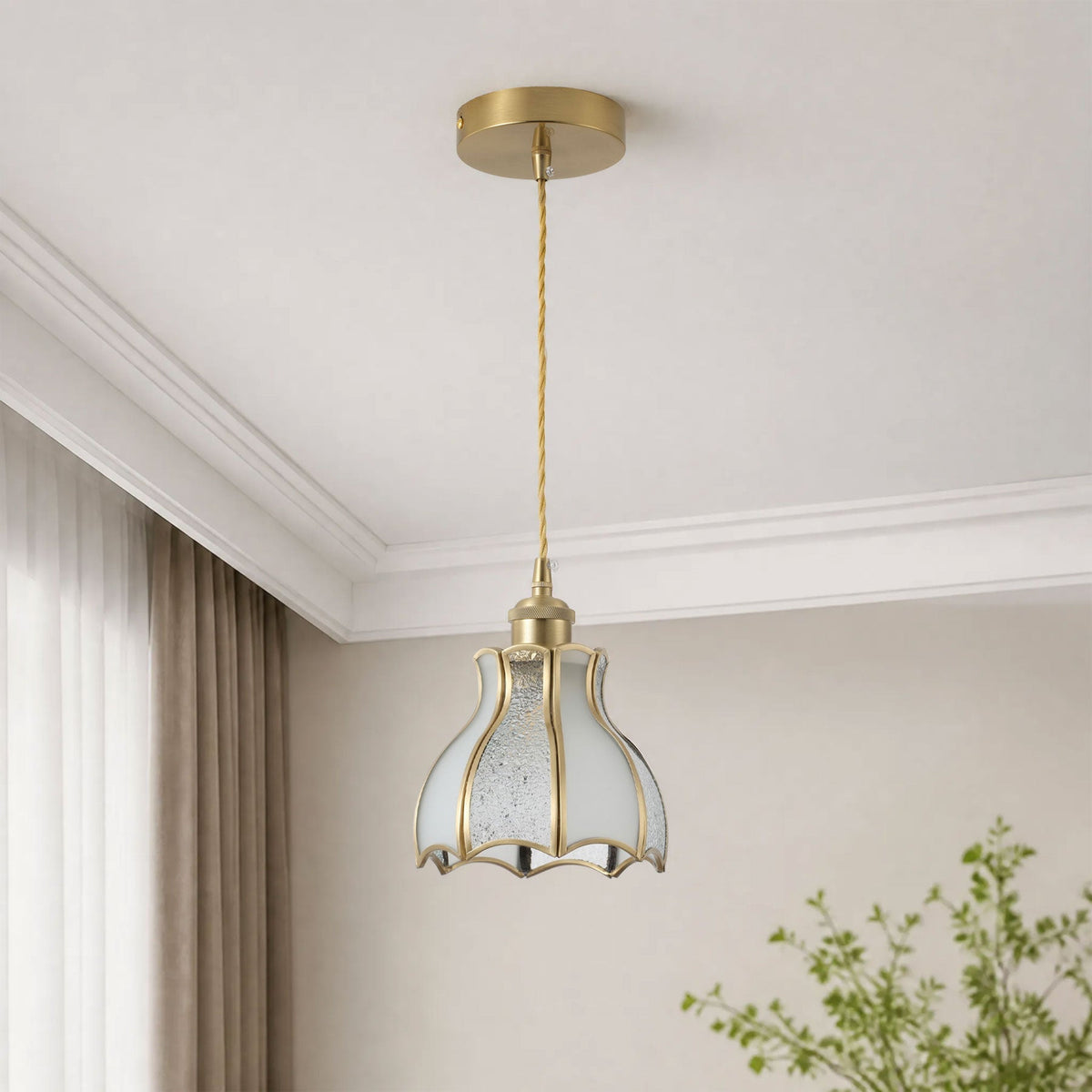 1 Light Petal Glass Pendant Light For Dining Room