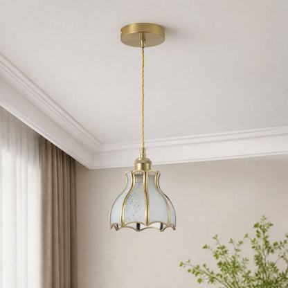 1 Light Petal Glass Pendant Light For Dining Room