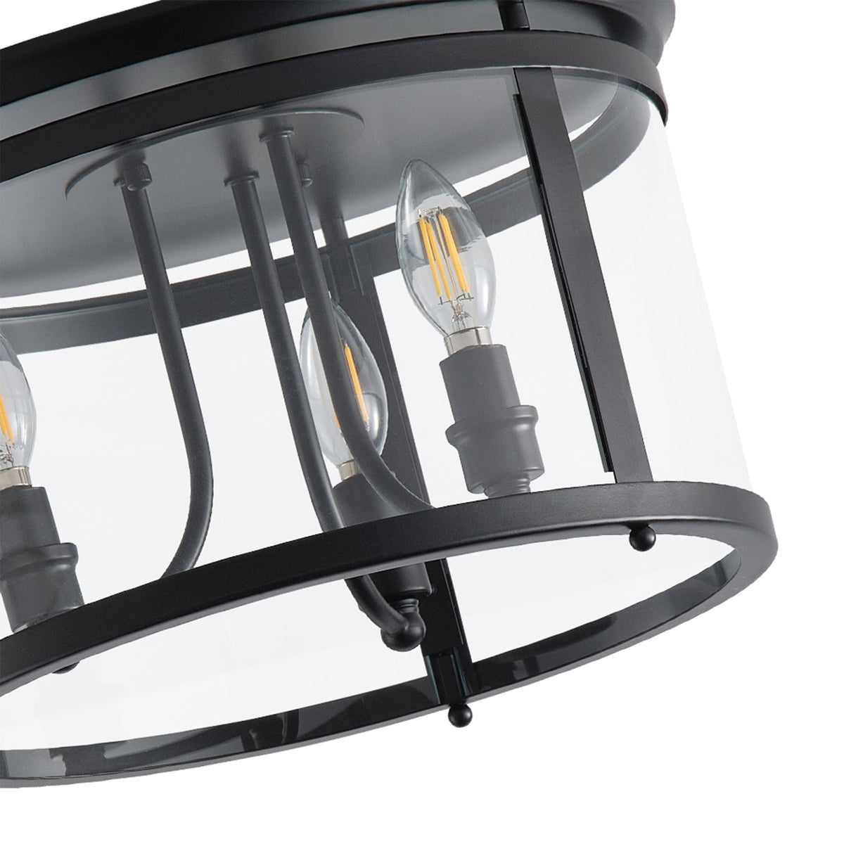 3-Lights Spherical Glass Shade Flush Mount Lighting