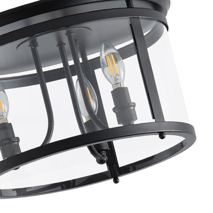 3-Lights Spherical Glass Shade Flush Mount Lighting