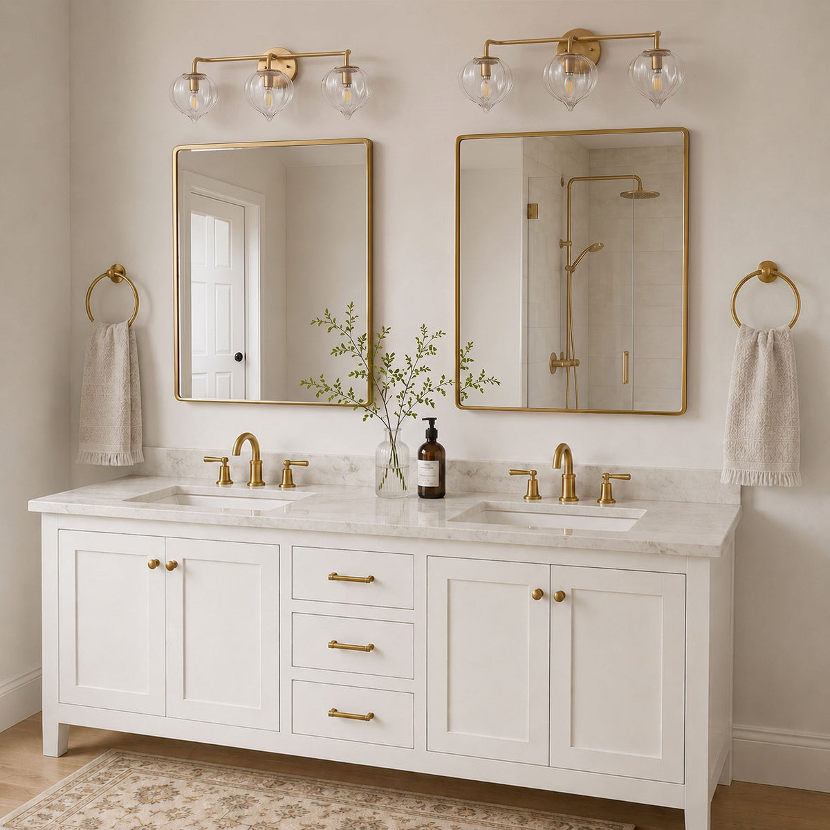 3-light & 4-light Pumpkin Glass Vanity Light