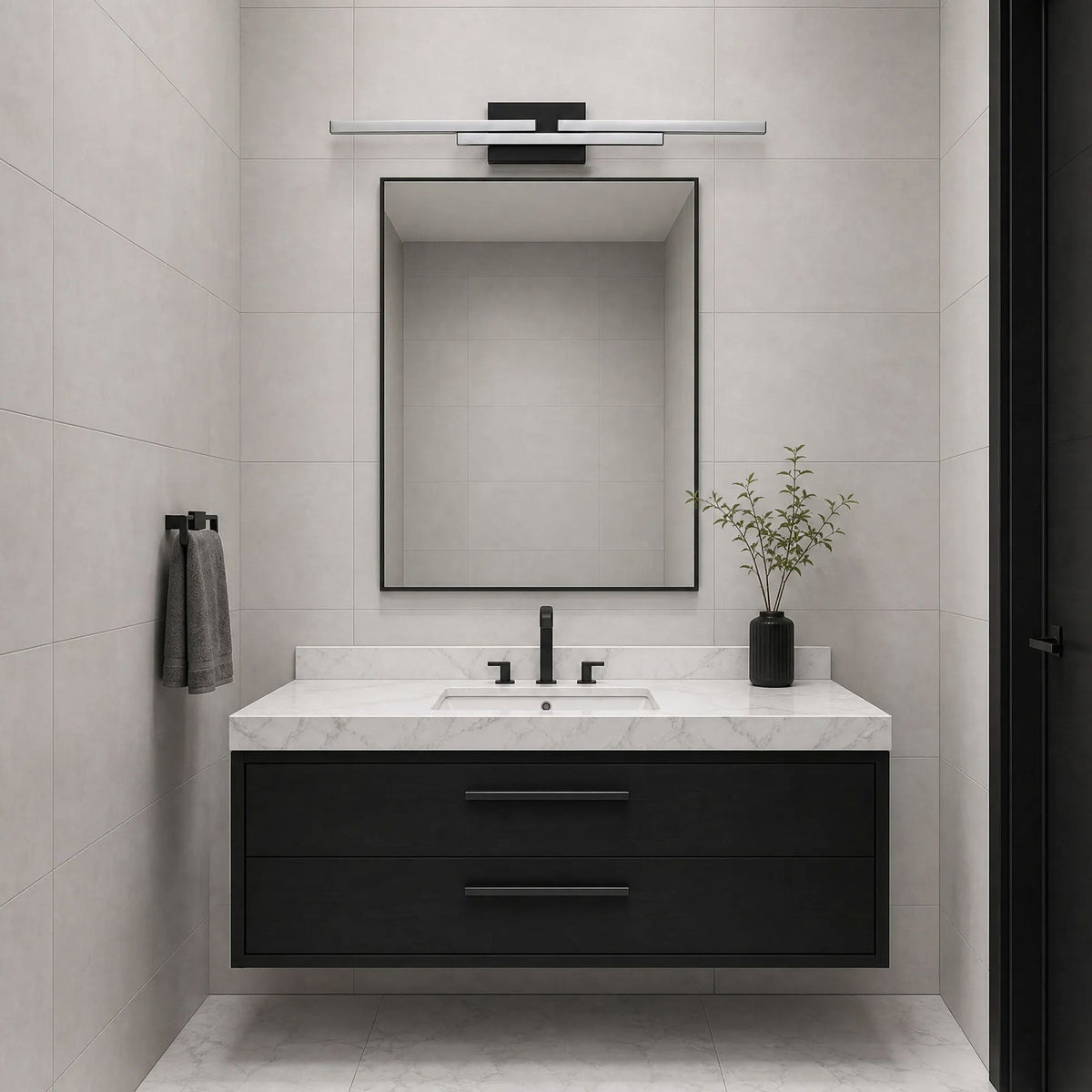 1 Light Modern Linear Black LED Bathroom Vanity Wall Sconce