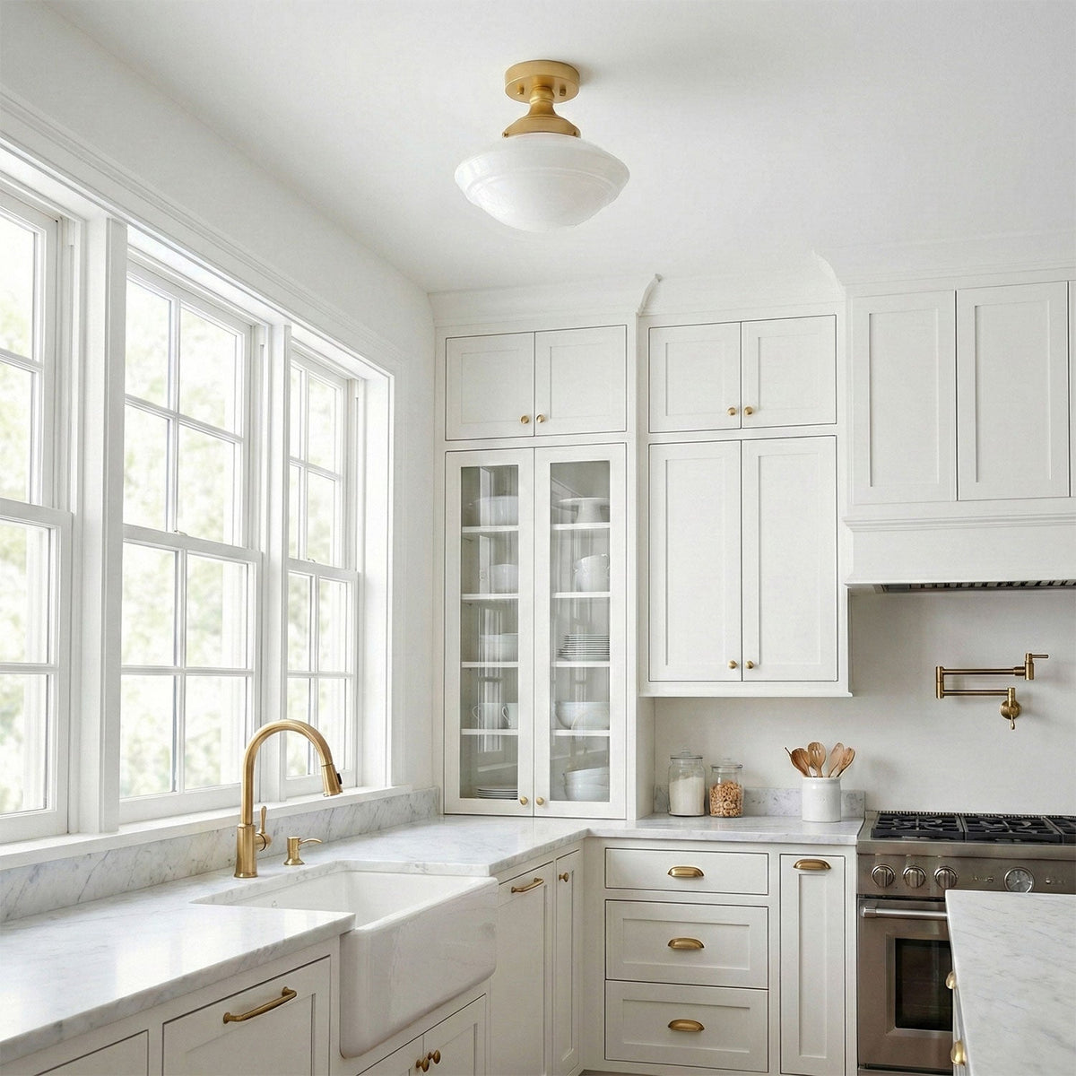 1-Light Farmhouse Semi Flush Mount Ceiling Light