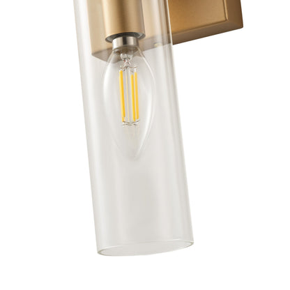2-Lights Double-Ended Cylindrical Clear Glass Shade Wall Sconces