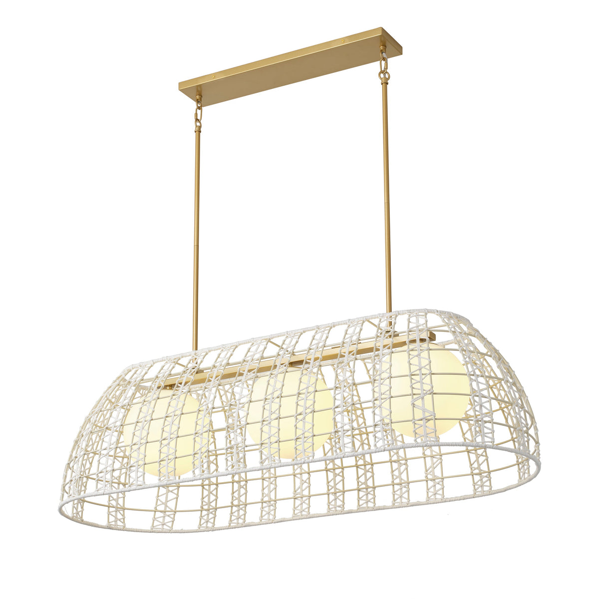 3 Light Boho Rattan Chandelier Kitchen Island Light