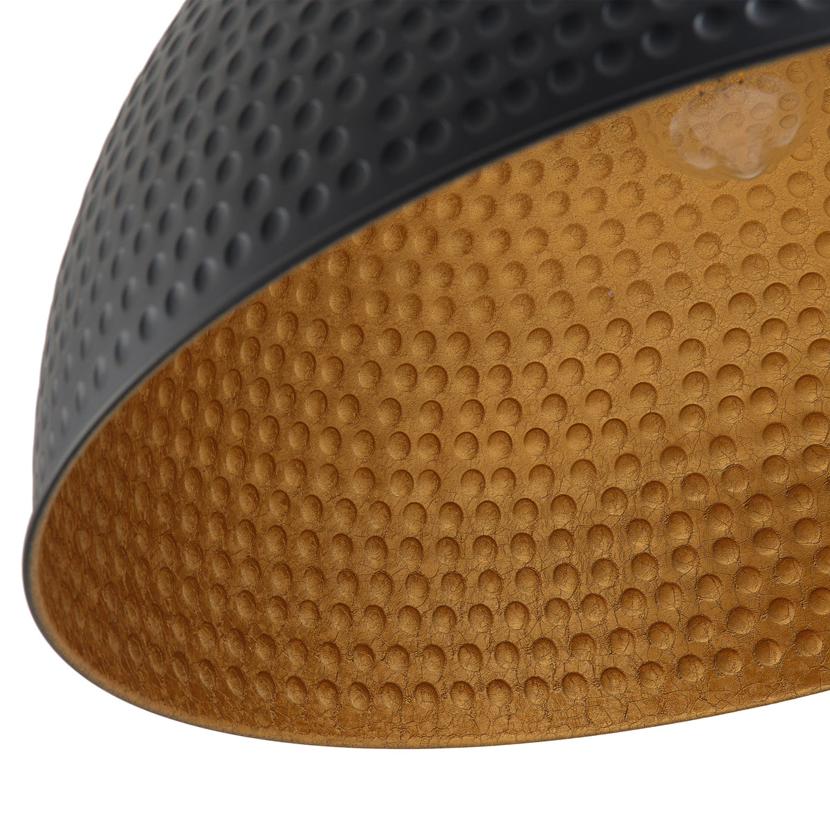 1-Light Black Exterior Gold Interior Bowl Pendant Light